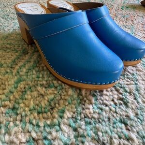 Blue Leather Clogs